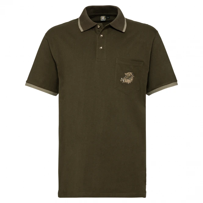 OS Trachten Men's Poloshirt Wild Boar 3 OS Trachten Men's Poloshirt Wild Boar